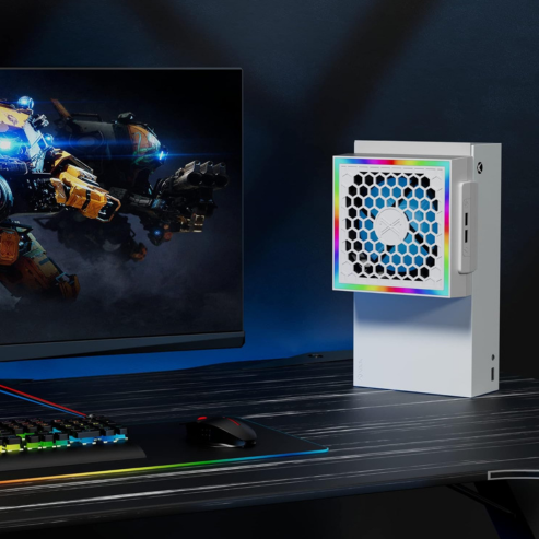 Ventilateur de refroidissement LED réglable pour Xbox Series S, 3 vitesses, 5V, graphite A, avec 7 modes d’éclairage RGB, accessoires de jeu
